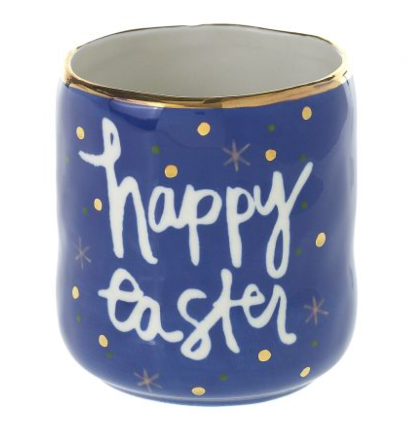 Happy Easter Blue Pot