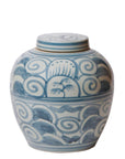 Curlicue Blue and White Porcelain Storage Jar