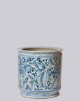 Rustic Rose Blue & White Porcelain Cachepot