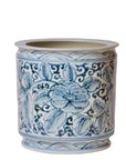 Rustic Rose Blue & White Porcelain Cachepot